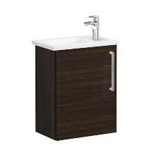 Vitra Root 66336 Lavabo Dolabı, Kapaklı, 45 Cm, Kompakt, Sağdan Armatür Delikli, Ceviz, Köşeli Lavabolu, Sol